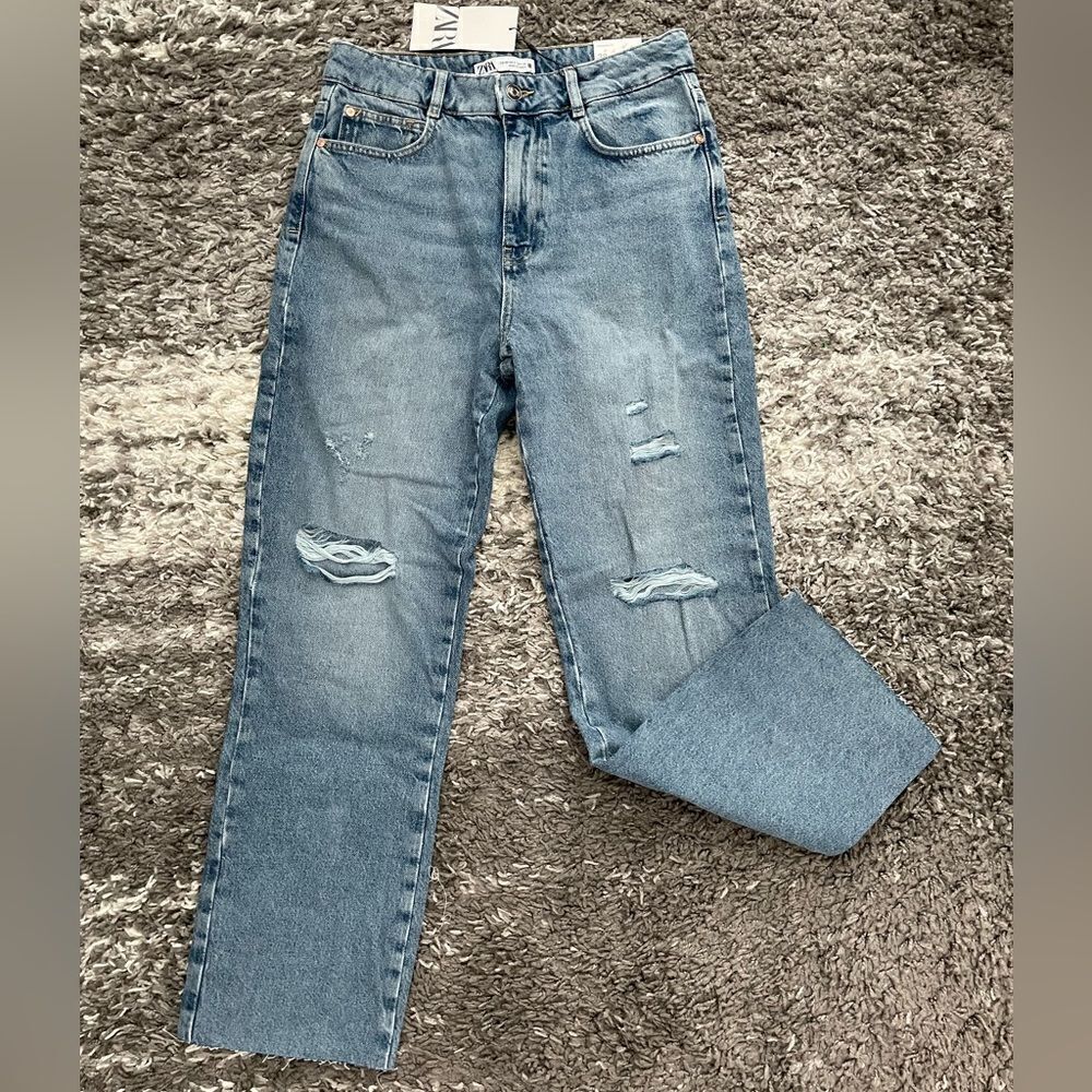 NWT Zara High Rise Straight Leg Jeans